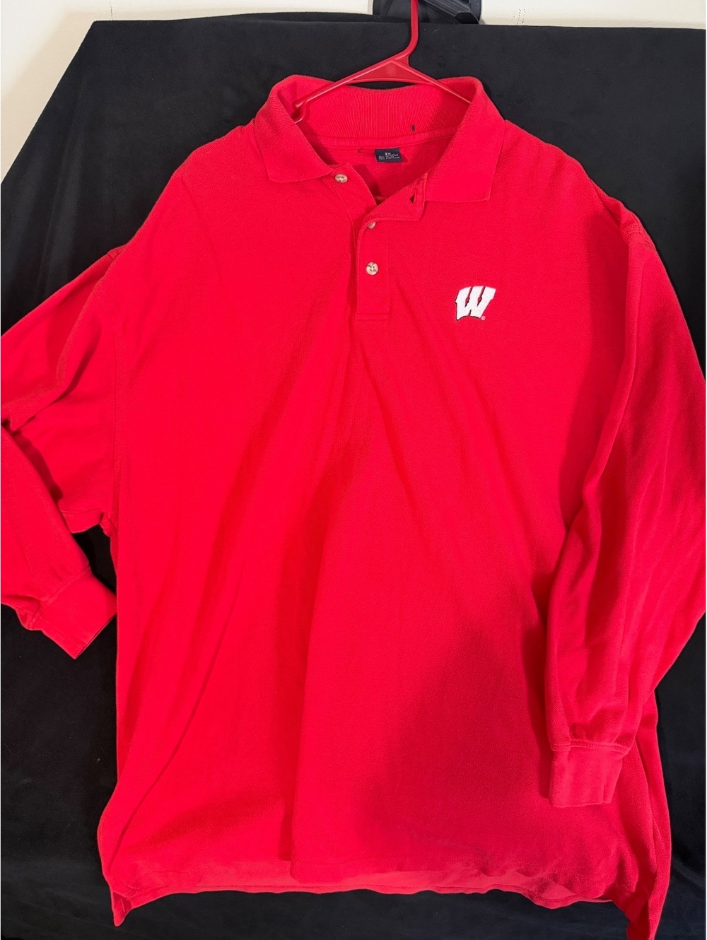 Wisconsin Badgers Long Sleeve Polo Shirt 3X Red Cotton Polyester
